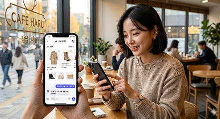 스마트폰으로 AI 쇼핑을 하는 모습